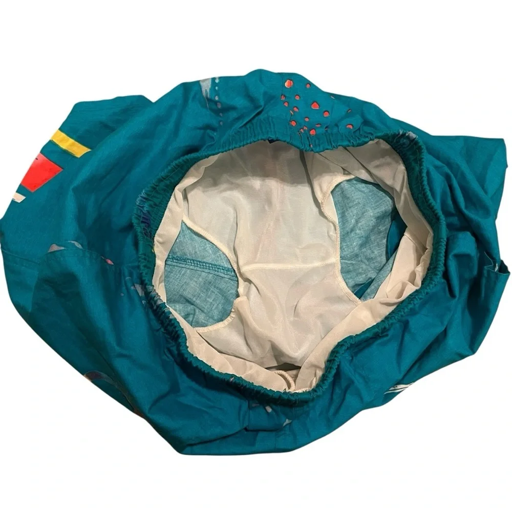 OP Blue Swim Trunks with Elastic Waistband and Aquatic Design